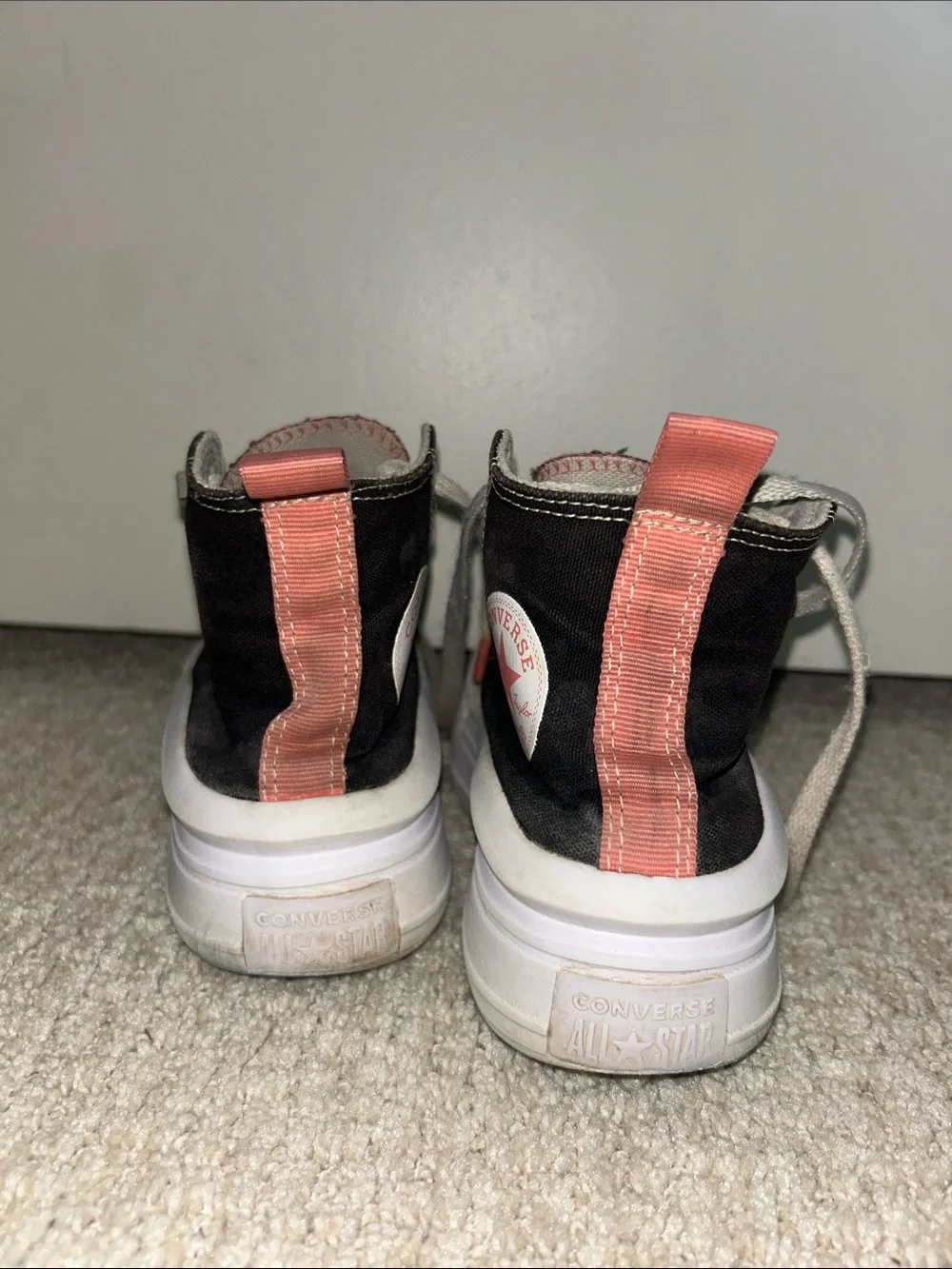 Converse Platform High Top Sneakers - Black with White Soles and Red Accents